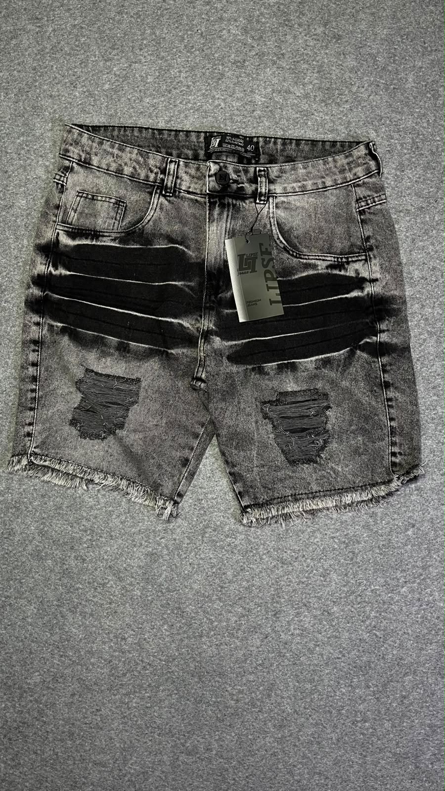 Bermuda Jeans Acid Cinza